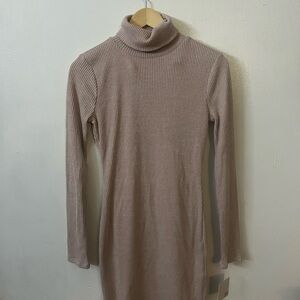 Elegant Ribbed Turtleneck Dress